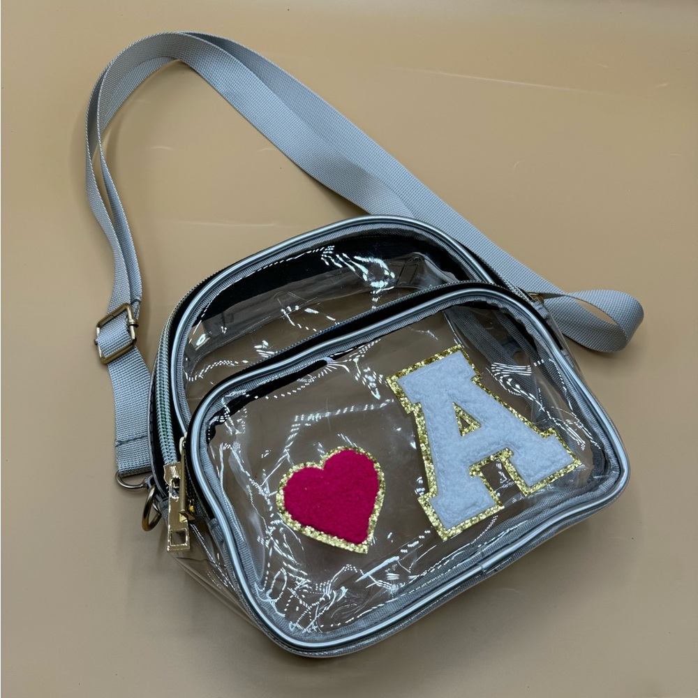 Clear stadium bag, clear crossbody purse, customizable clear bag